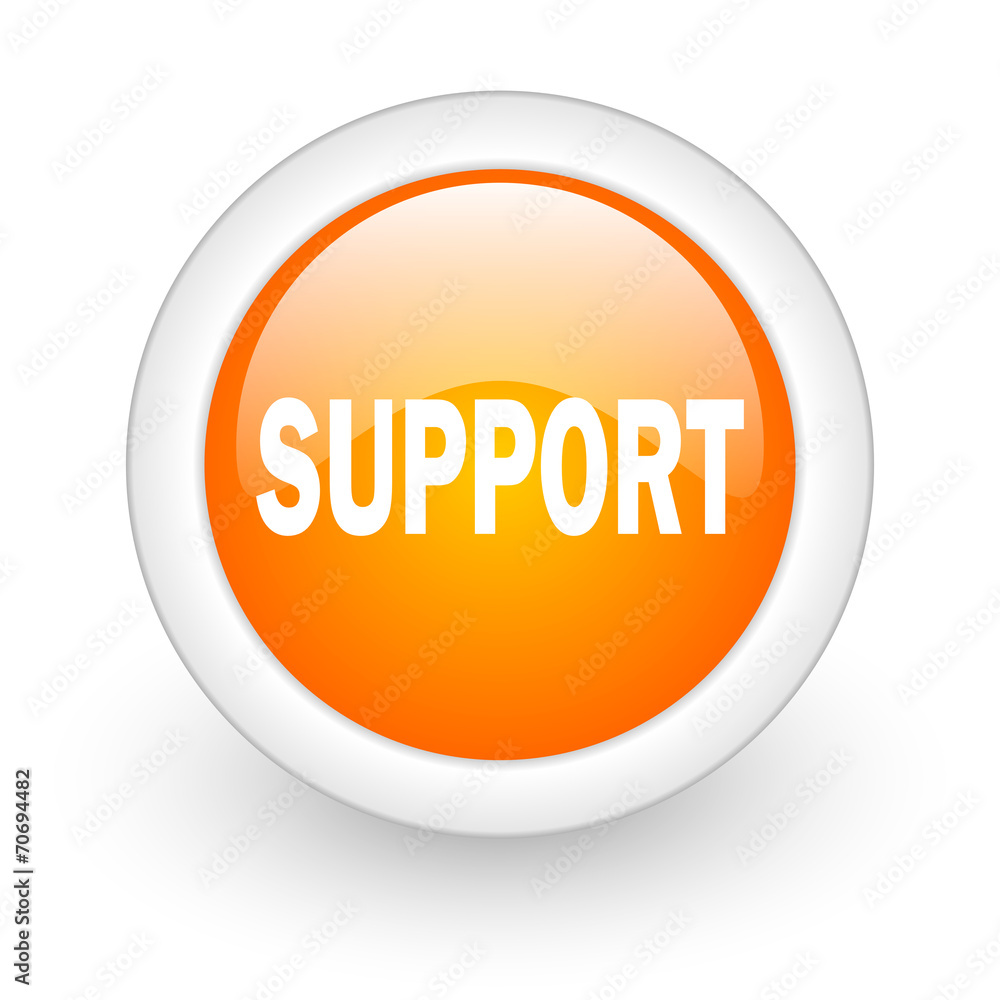 support orange glossy web icon on white background. support orange glossy web icon on white background.