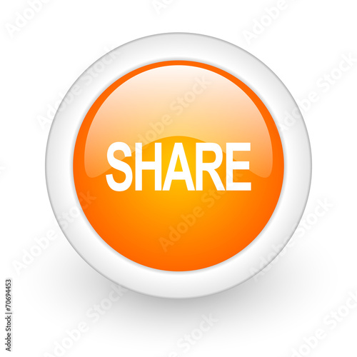 share orange glossy web icon on white background.