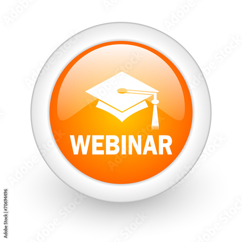 webinar orange glossy web icon on white background.