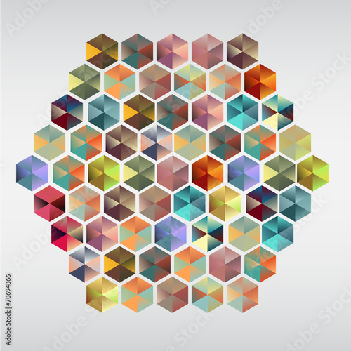 geometric hexagon gem pieces.