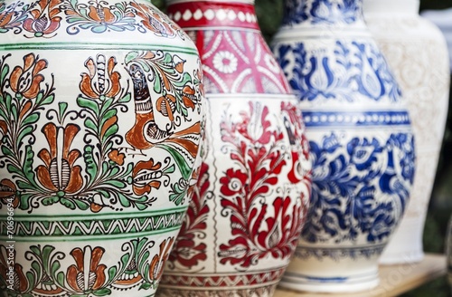 Traditional clay pots exposed to a rural fair