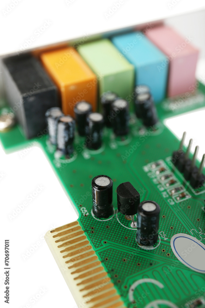Video card, close-up, isolated on white Video card, close-up, isolated on white