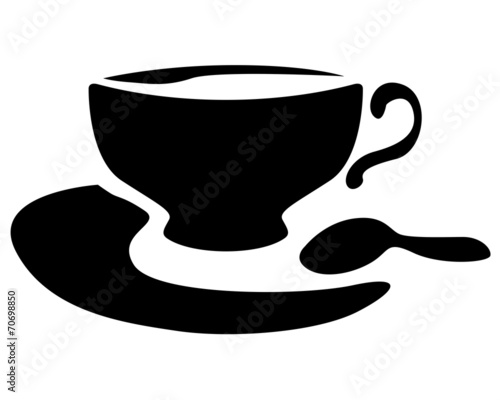 Silhouette of a teacup and teaspoon