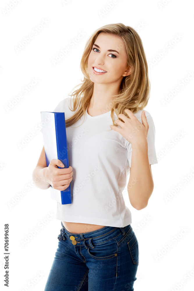 Happy young student woman. Happy young student woman.