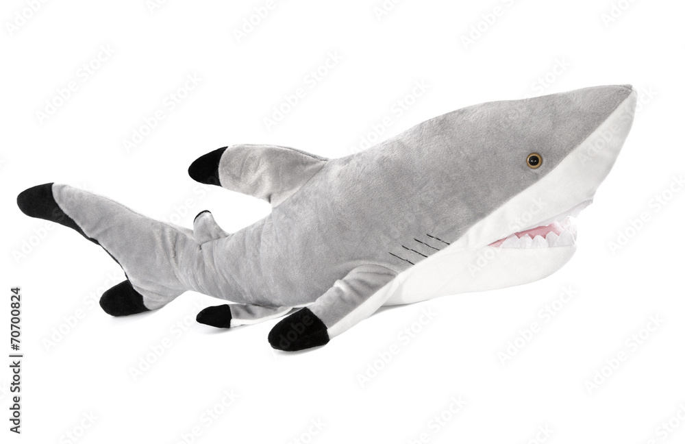 Naklejka premium Hai aus Plüsch freigestellt auf Weiß
