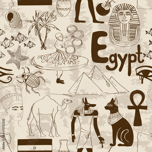 Sketch Egypt seamless pattern photo