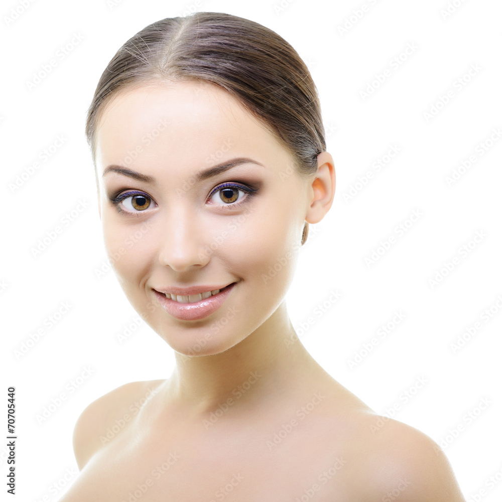 Obraz premium Beauty portrait of young woman with beautiful healthy face with