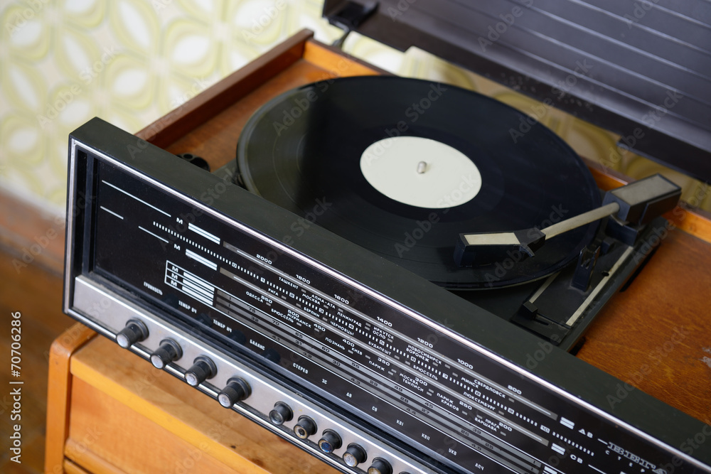 Obraz premium Retro record player, detail shot