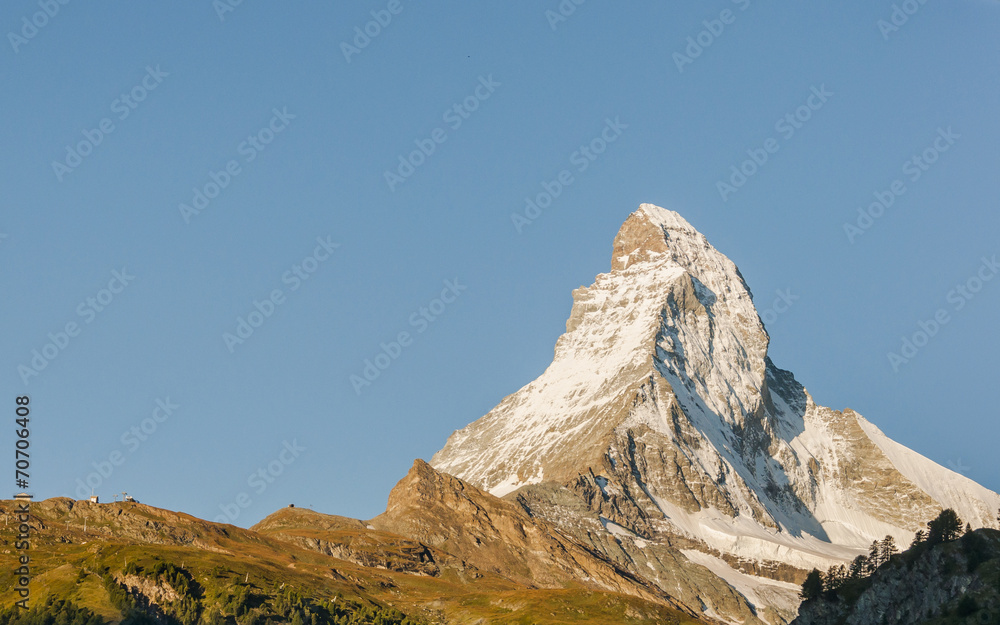 Zermatt, Bergdorf, Alpen, Berggipfel, Morgensonne, Schweiz