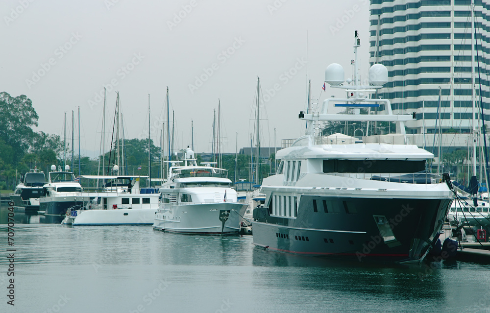 Fototapeta premium berth with modern large yachts