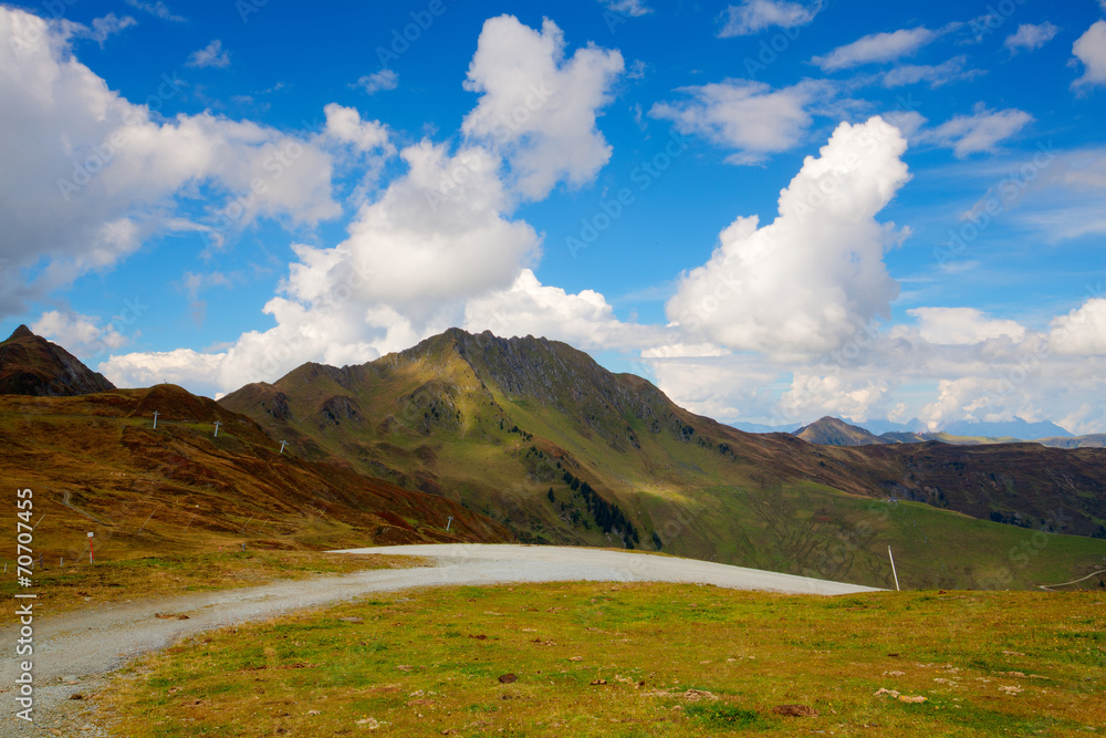 Steep road in Tirol mountains,Austria - HDR Image