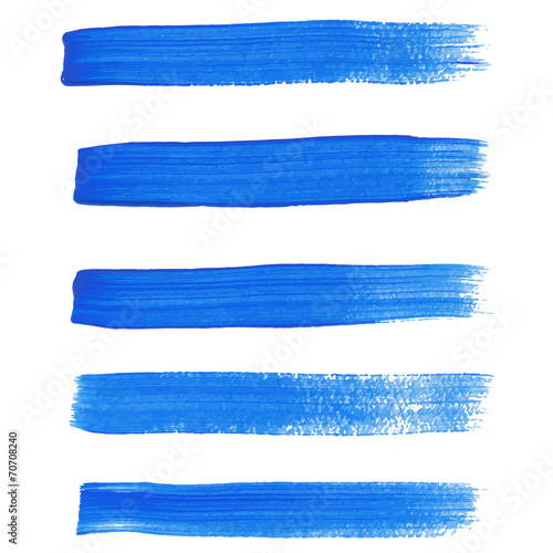 Blue ink vector brush strokes