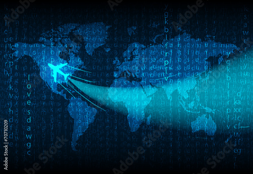 vector world travel map with airplanes