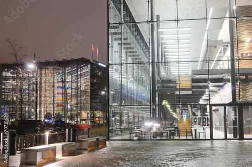 office buildings in the center of Helsinki at night