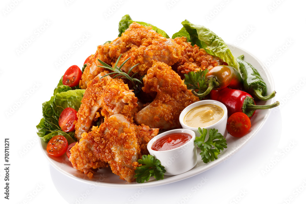 Grilled chicken nuggets and vegetables Grilled chicken nuggets and vegetables