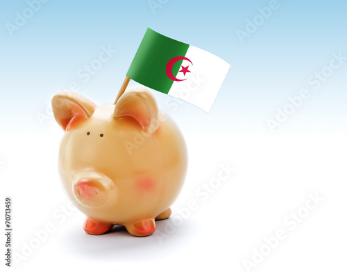 Piggy bank with national flag of Algeria