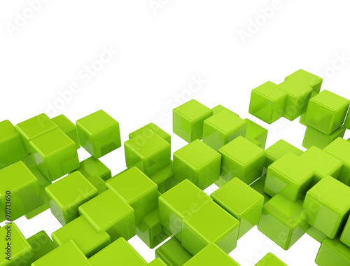 Green 3d cubes isolated on white