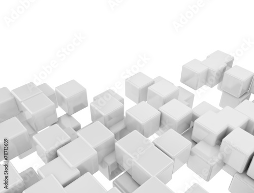 Abstract digital 3d white cubes