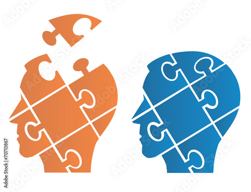 Puzzle heads symbolizing Psychology