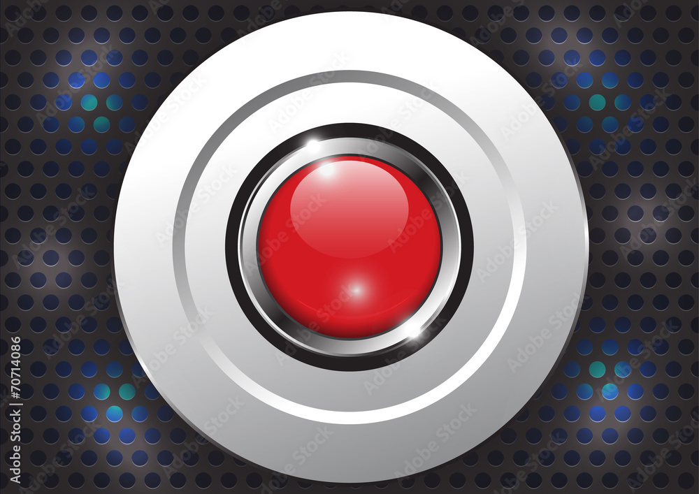 Red button with metallic border,vector illustration Red button with metallic border,vector illustration