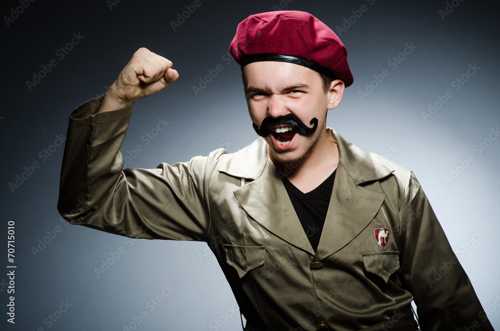 Funny soldier in military concept Funny soldier in military concept