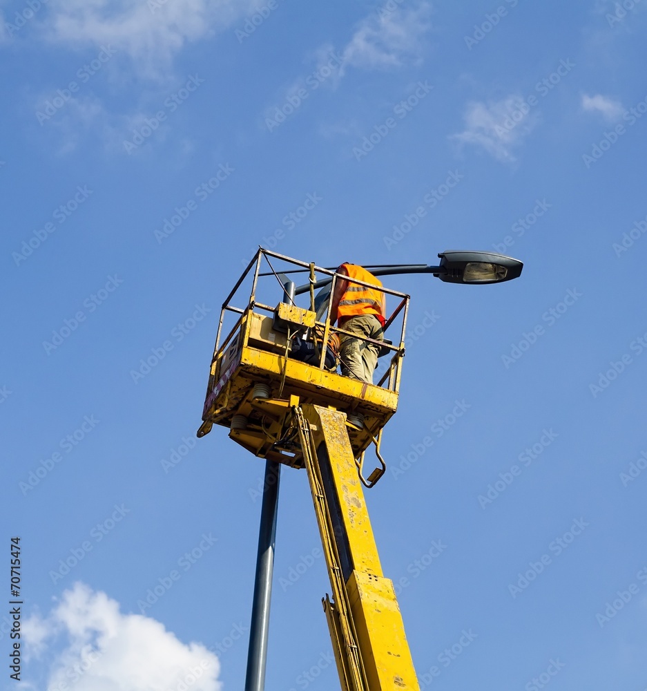 hydraulic construction cradle against the blue sky hydraulic construction cradle against the blue sky