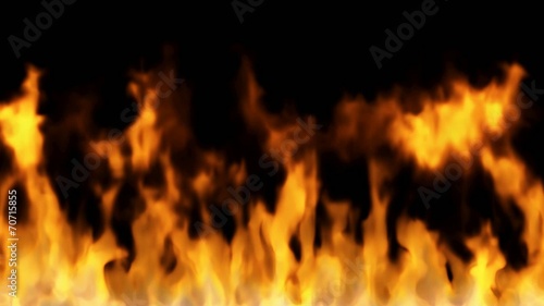 fire on black background - high temperature burning sequence