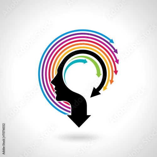 think Thoughts and options. vector illustration of head