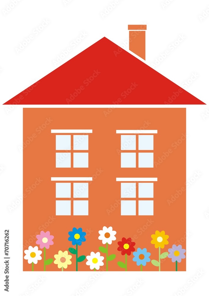 House and flowers House and flowers