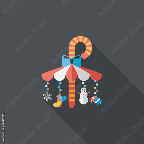 Decorative candy cane flat icon with long shadow eps10