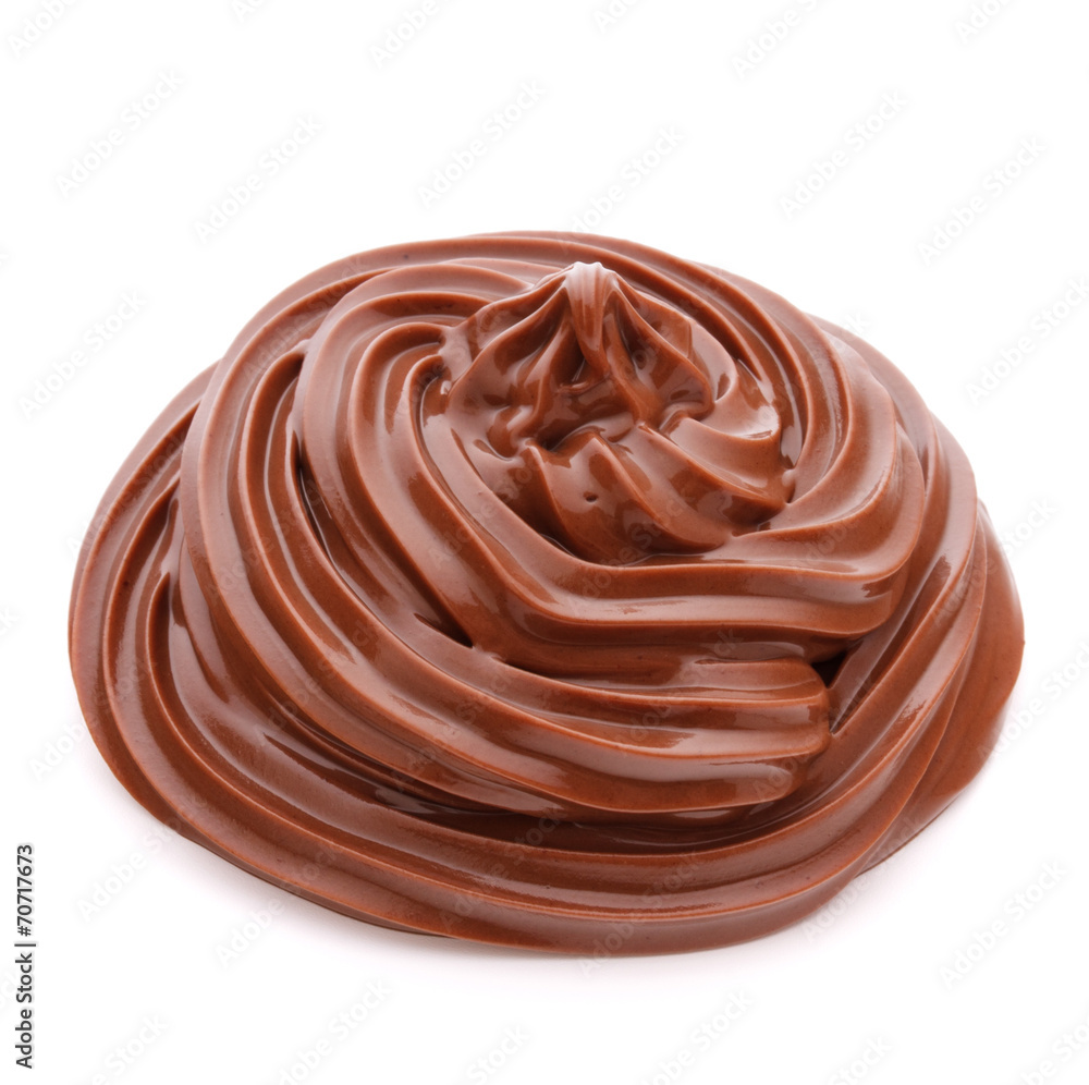 Chocolate cream swirl isolated on white background cutout Chocolate cream swirl isolated on white background cutout