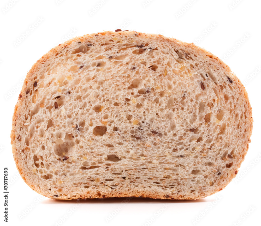 Slice of fresh white grained bread isolated on white background Slice of fresh white grained bread isolated on white background