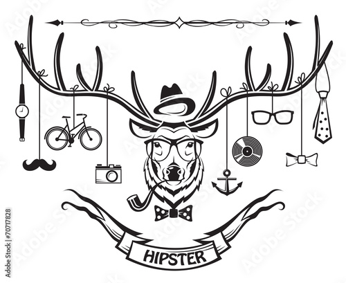 deer with hipster style elements