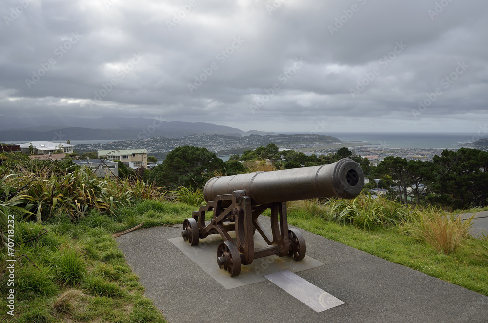 Old cannon on mount Victoria lookout, Wellington. Old cannon on mount Victoria lookout, Wellington.