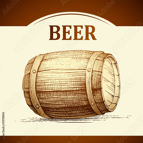 beer keg for label, package.vintage barrel