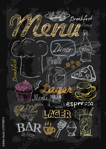 vector chalk menu