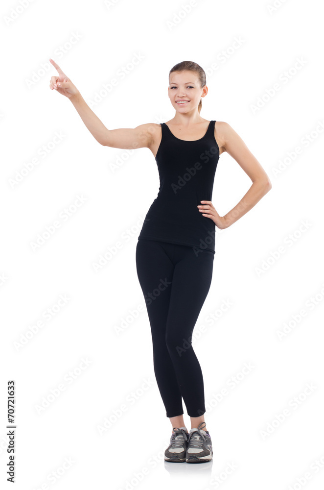 Young woman in sports concept isolated on white Young woman in sports concept isolated on white
