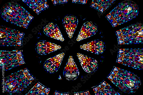 Stained glass rose window
