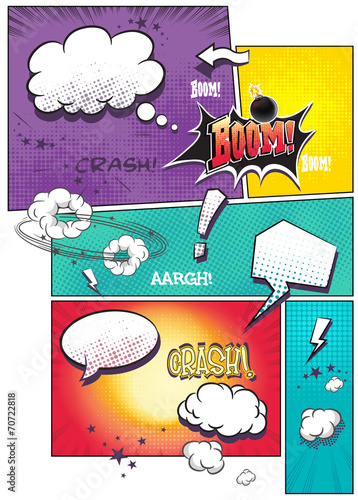 comic book pages with speech bubbles for text