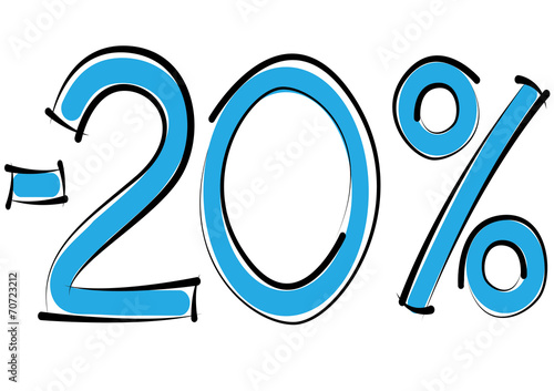 minus twenty percent discount on a white background