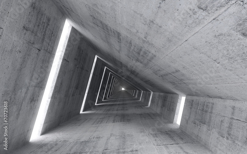 Fototapeta Naklejka Na Ścianę i Meble -  Abstract empty concrete interior, 3d render of pitched tunnel