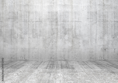 Abstract white interior of empty room with concrete wall and flo