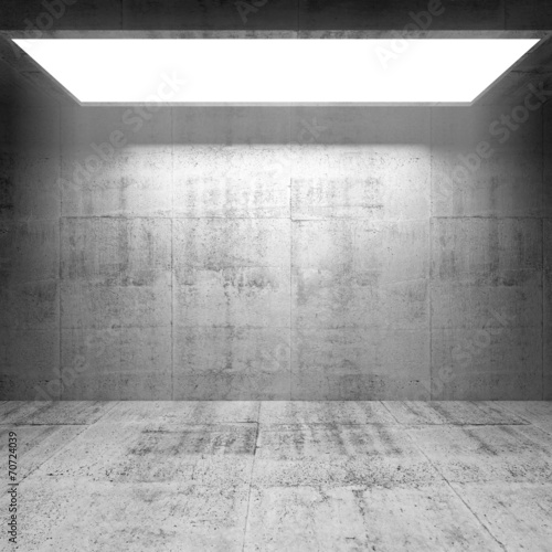 Abstract concrete 3d interior with bright light portal