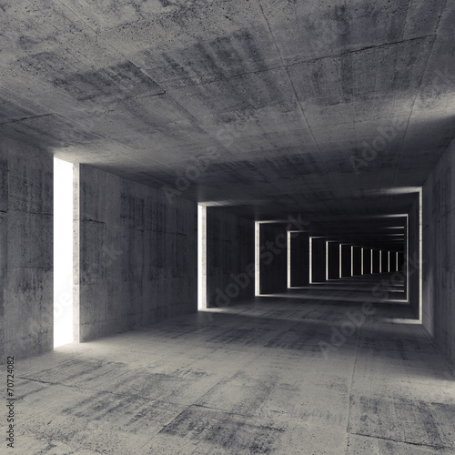 Fototapeta Naklejka Na Ścianę i Meble -  Abstract dark empty concrete tunnel interior, 3d background
