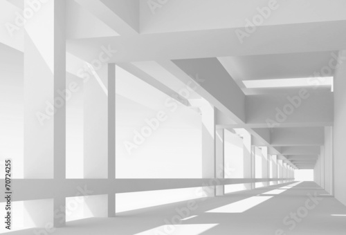 Abstract architecture 3d background with perspective view of whi