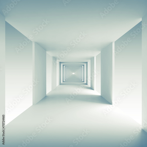 Abstract architecture 3d background, empty corridor perspective