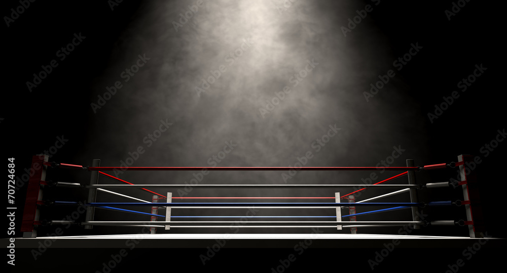 Boxing Ring Spotlit Dark - obrazy, fototapety, plakaty 