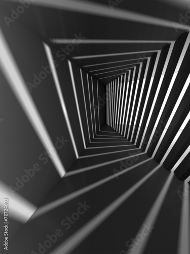 Abstract dark 3d interior background with light beams #70724603