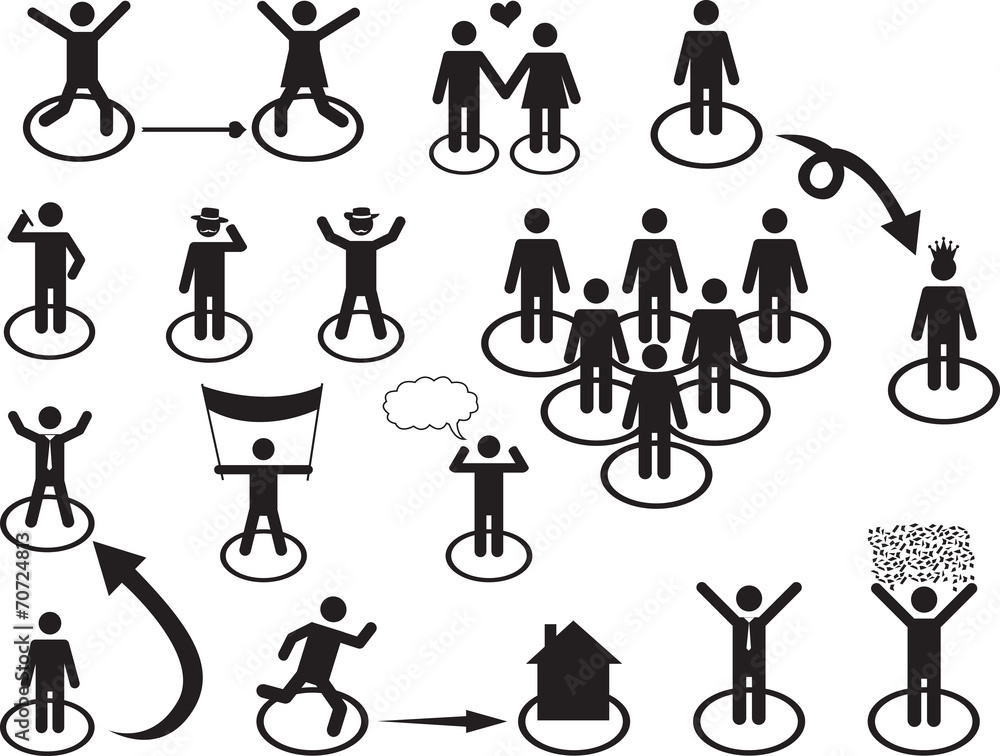 Set of pictogram people activities illustrated on white Set of pictogram people activities illustrated on white