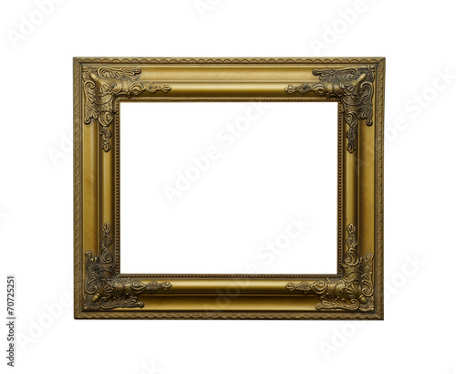 Antique golden vintage frame isolated on white background